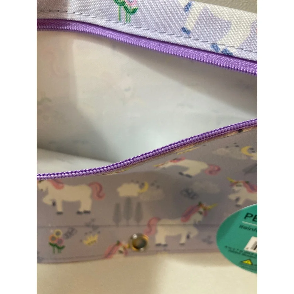 Studio C Unicorn Pencil Pouch Lavender 3 Ring Binder Zipper Case 9x7 New